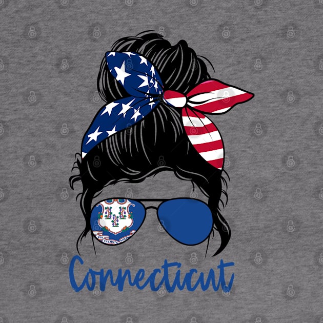 Connecticut girl Messy bun , American Girl , Connecticut Flag by JayD World